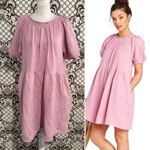 UNIVERSAL THREAD ✨ blush peasant dress boho chic babydoll 100% cotton | sz L